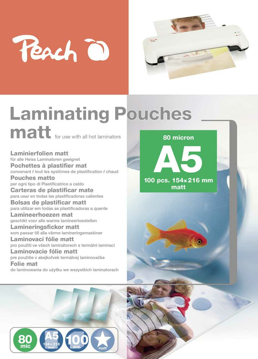 Peach Laminierfolien A5 (154x216mm), 80mic, matt