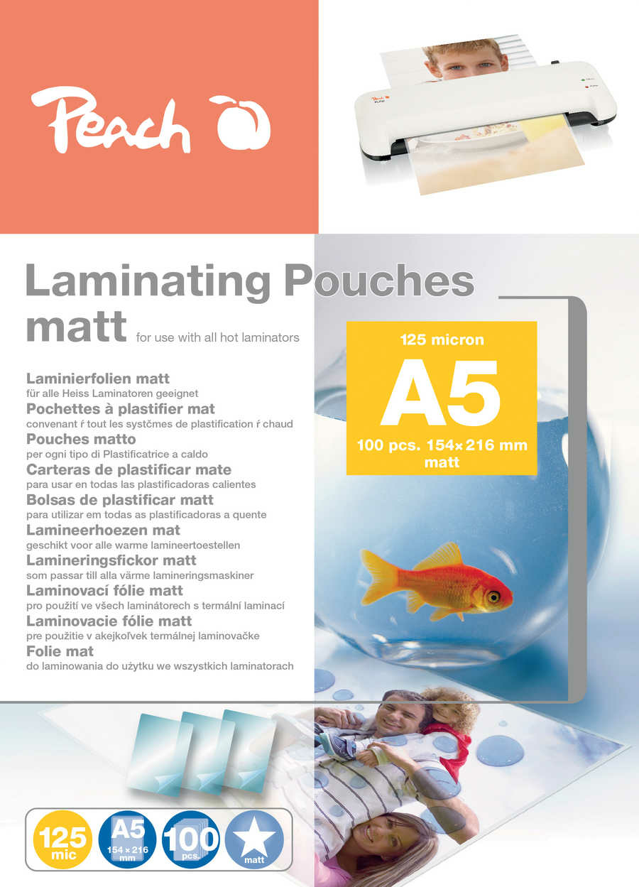 Peach Laminierfolien A5 (154x216mm), 125mic, matt