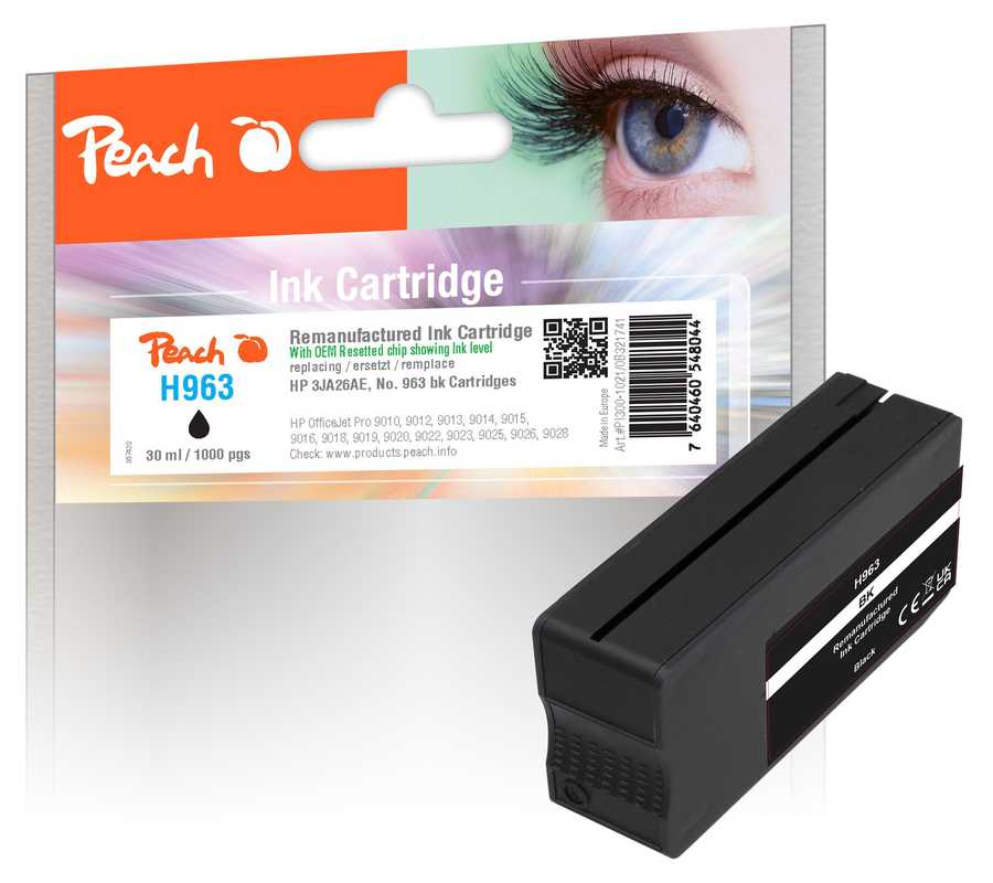 Peach Patrone HP Nr.963 3JA26AE black OEM reset ink level remanufactured