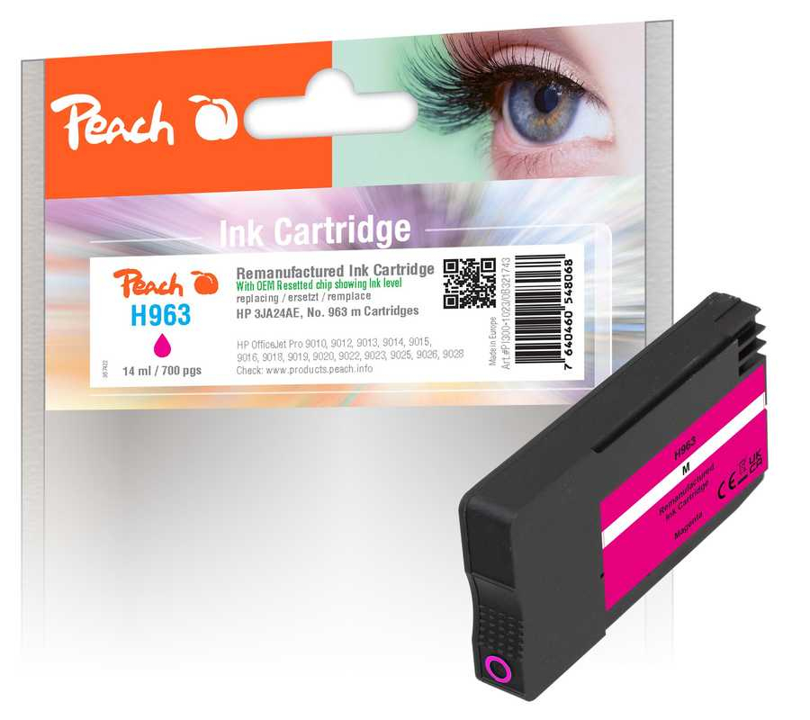 Peach Patrone HP Nr.963 3JA24AE magenta OEM reset ink level remanufactured