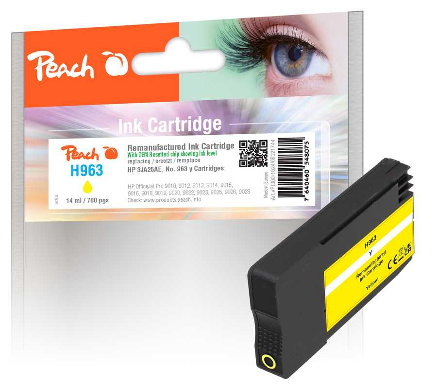Peach Patrone HP Nr.963 3JA25AE yellow OEM reset ink leve remanufactured