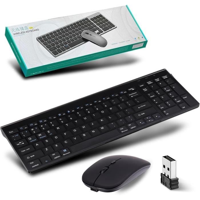 WE POP Pack clavier + souris sans-fil 2.4Ghz rÃ©cepteur USB + adapteur USB-C, 104