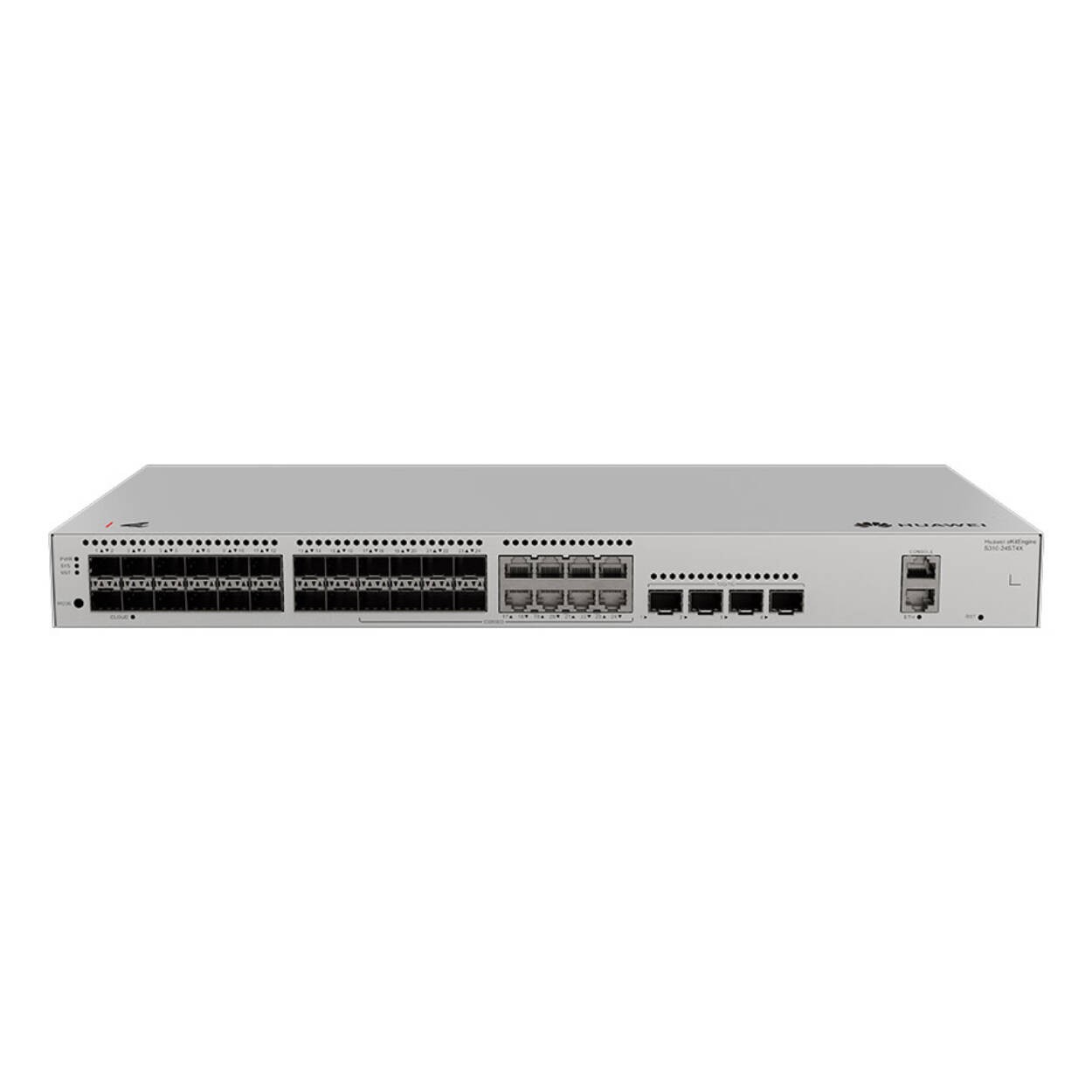 Huawei HUAWEI S310-24ST4X 24xGE SFP ports 8 of which are dual-purpose 10/100/1000 or SFP 4x10GE SFP+ ports built-in AC power eKit