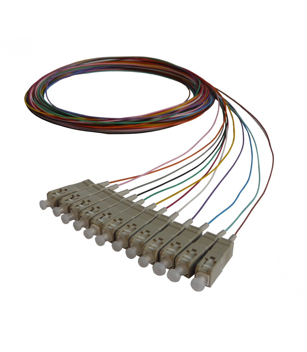 ekivalan Lot de pigtails OM3 50/125 SC-UPC Low Loss 900µm 12 couleurs 2m