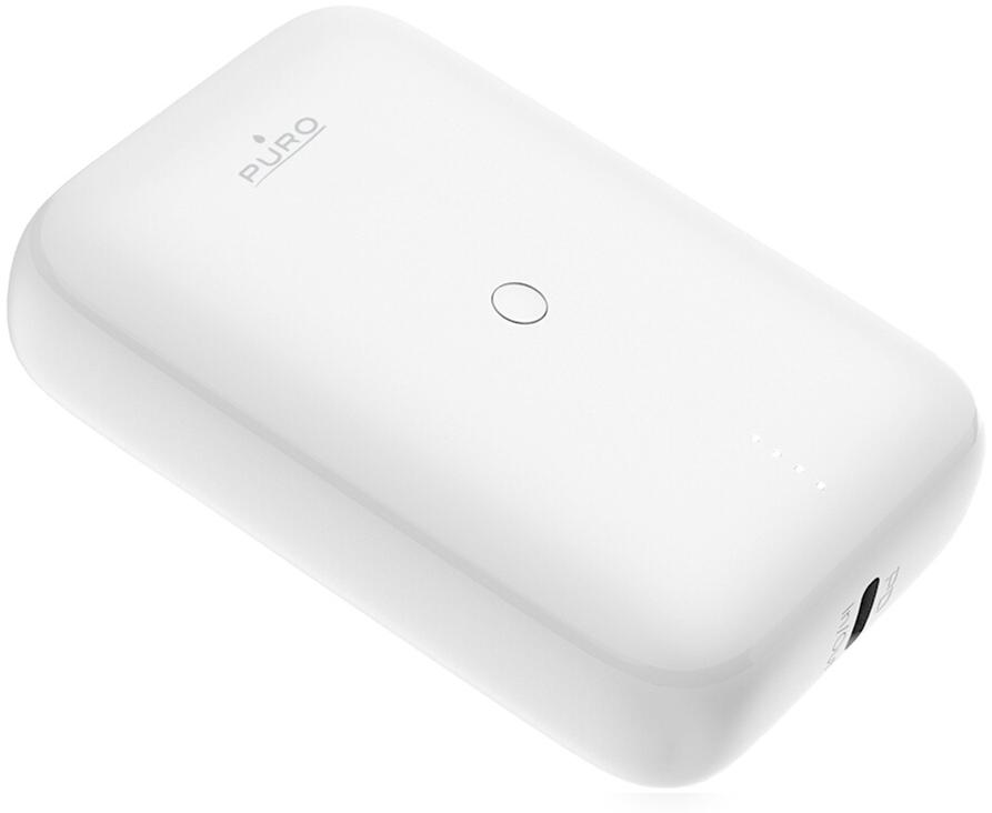 PURO Mini Batterie externe 10 000mAh USB-A et USB-C Blanc