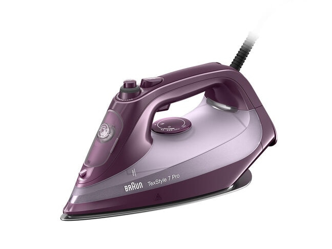 Braun 3100W Gesloten handvat Eloxal Plus strijkzool FreeGlide 3D 50gr/minStoomkracht 230gr/min Stoomshot Auto-Off Anti-drip 300ml reservoirAntiCalc Violet