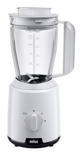 Braun 600W BPA-vrije plastic kan 2 snelheden + ice-crush/pulse 3-waybeveiliging 1 25L werkbare capaciteit wit