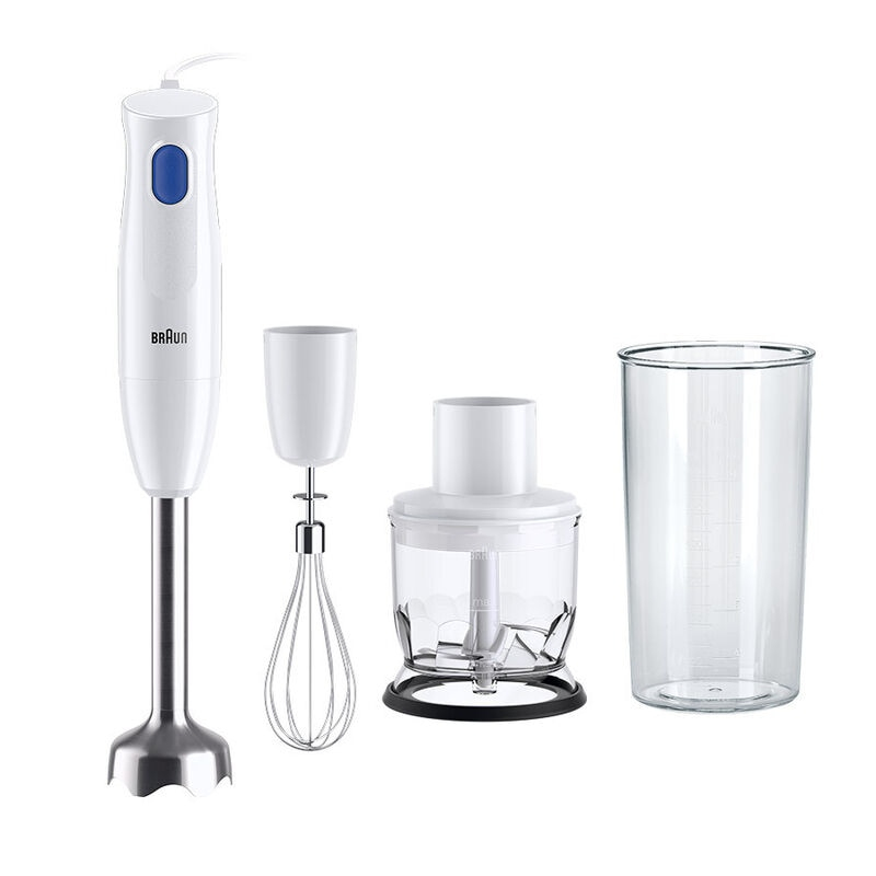 Braun 450W 1 snelheid RVS staafmixervoet Easy-Twist systeem 600ml maatbeker350ml chopper whisk wit/blauw