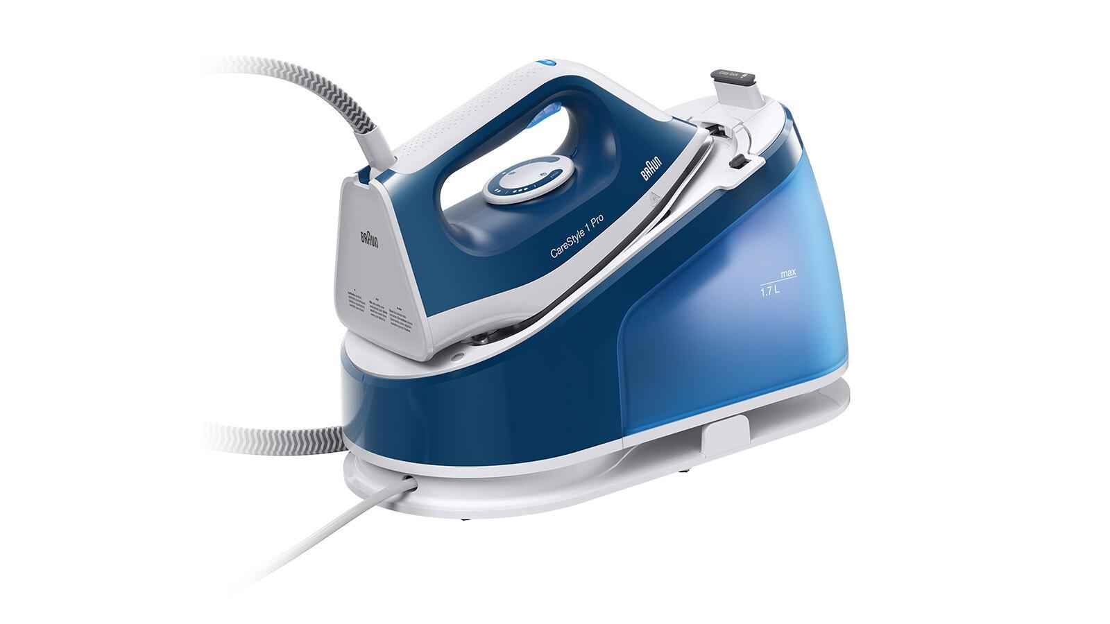 Braun 2.400W 120g/min stoom 380g stoomshot 6 bar SuperCeramic FreeGlide 3Dstrijkzool 1 7L reservoir 3 temp. instellingen + max ontkalkingsprogr &-tray blauw