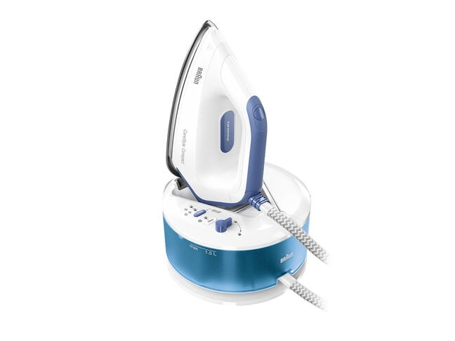 Braun 2.400W 125g/min stoom 420g stoomshot 6 bar EloxalPlus FreeGlide 3Dstrijkzool 1 5L fixed reservoir Eco/iCare/Turbo Wit/blauw