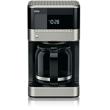 Braun 1.000W 12 kopjes glazen aromakan optibrew systeem 40min. auto-off 24Htimer instelling 1-4 kopjes & koffiesterkte zwart/RVS