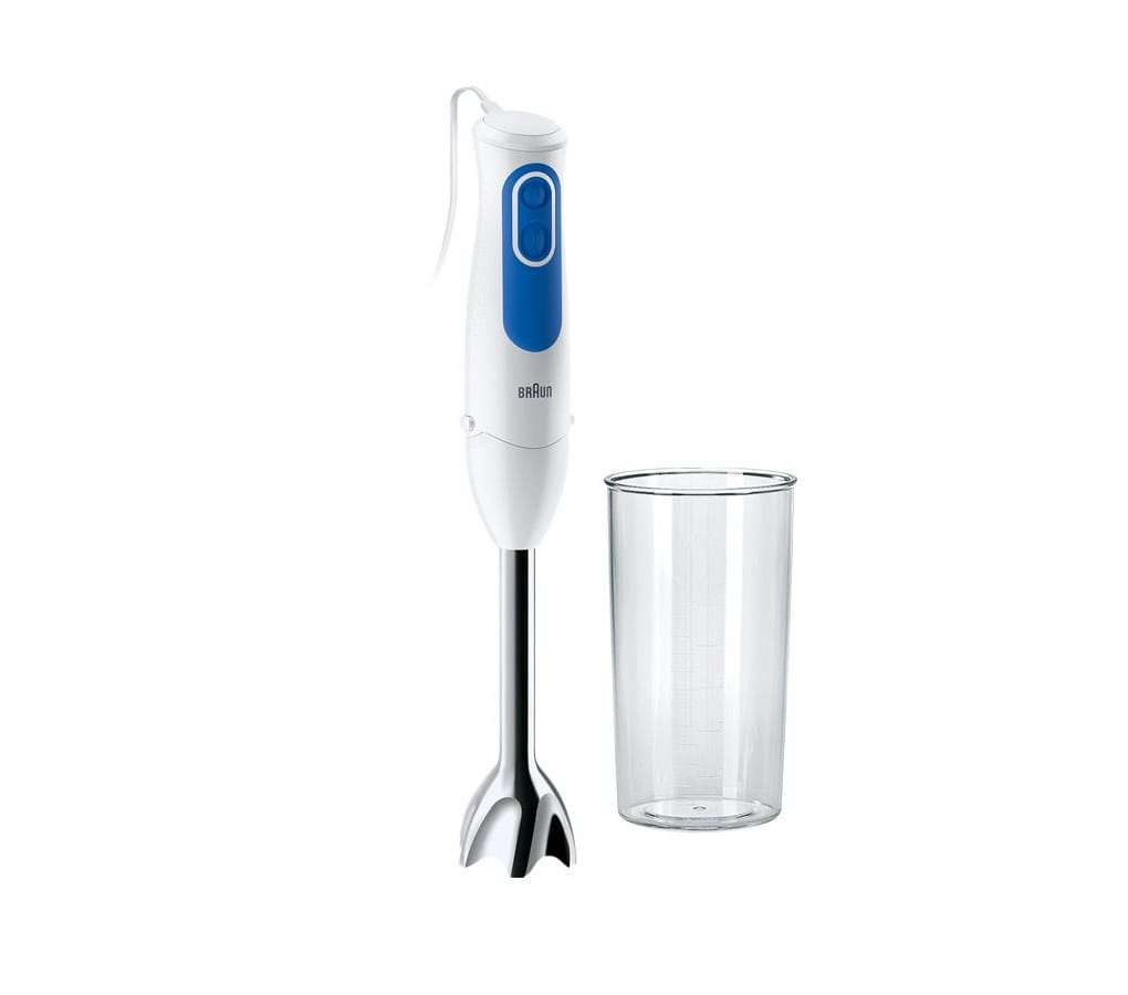 Braun 700W 2 snelheden RVS PowerBell+ voet EasyClick 600ml maatbekerwit/blauw