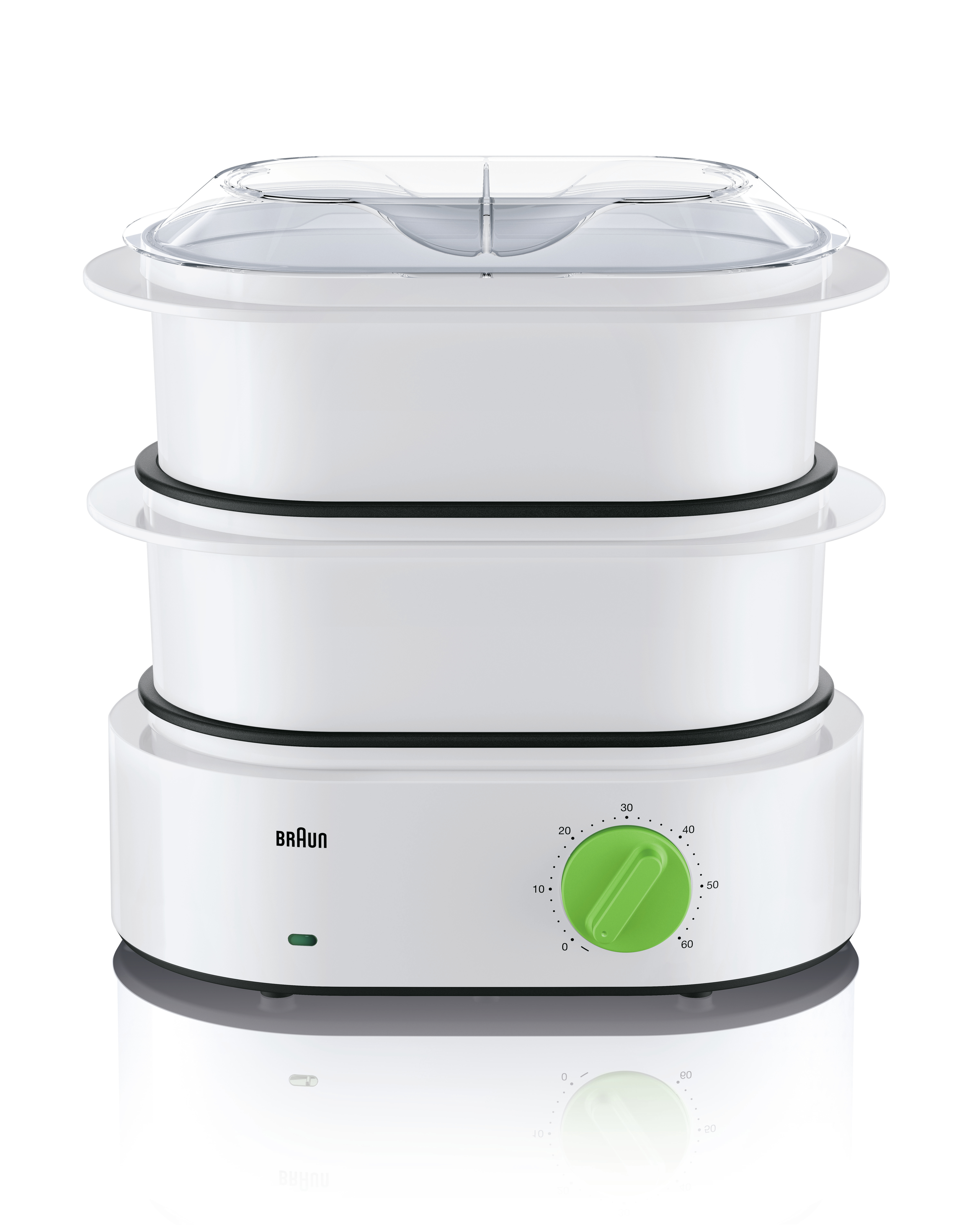 Braun 850W 2 stoomkorven stoomkom rijst donkere stoomkom wit/groen