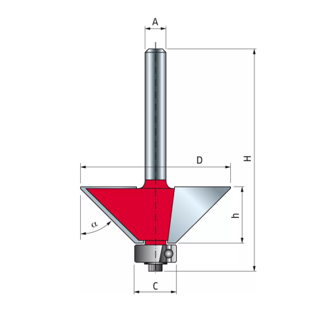 Freud Fraise 8 mm à chanfreiner avec roulement supérieur Ø 25.4 / h 20