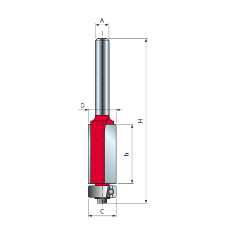 Freud Fraise 8 mm à ébarber avec roulement Ø 12,7 / h 25,4