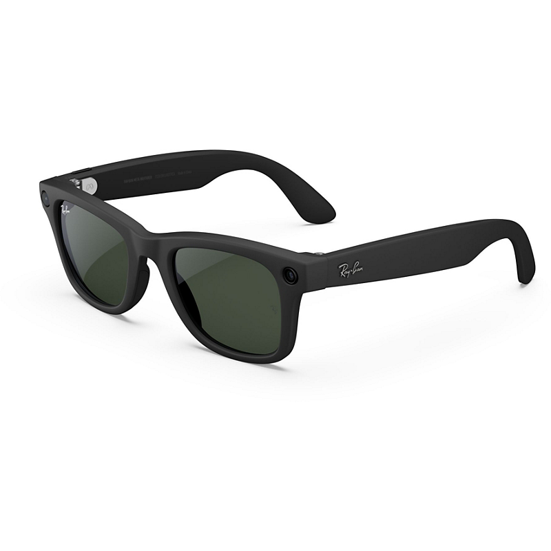 Meta lunettes connectees ray-ban wayfarer grande , noir mat, transitions transparent vert graphite