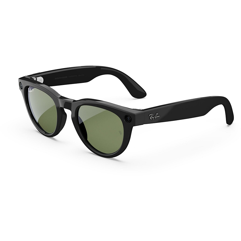 Meta lunettes connectees ray-ban headliner, noir brillant, vert g15 polarise