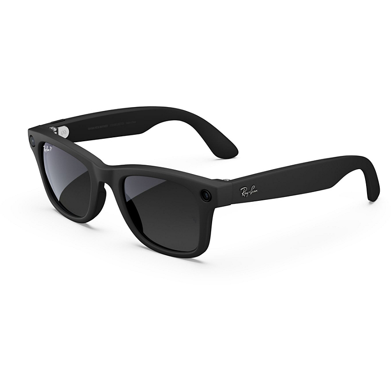 Meta lunettes connectees ray-ban wayfarer grande , noir mat, degrade graphite polarise