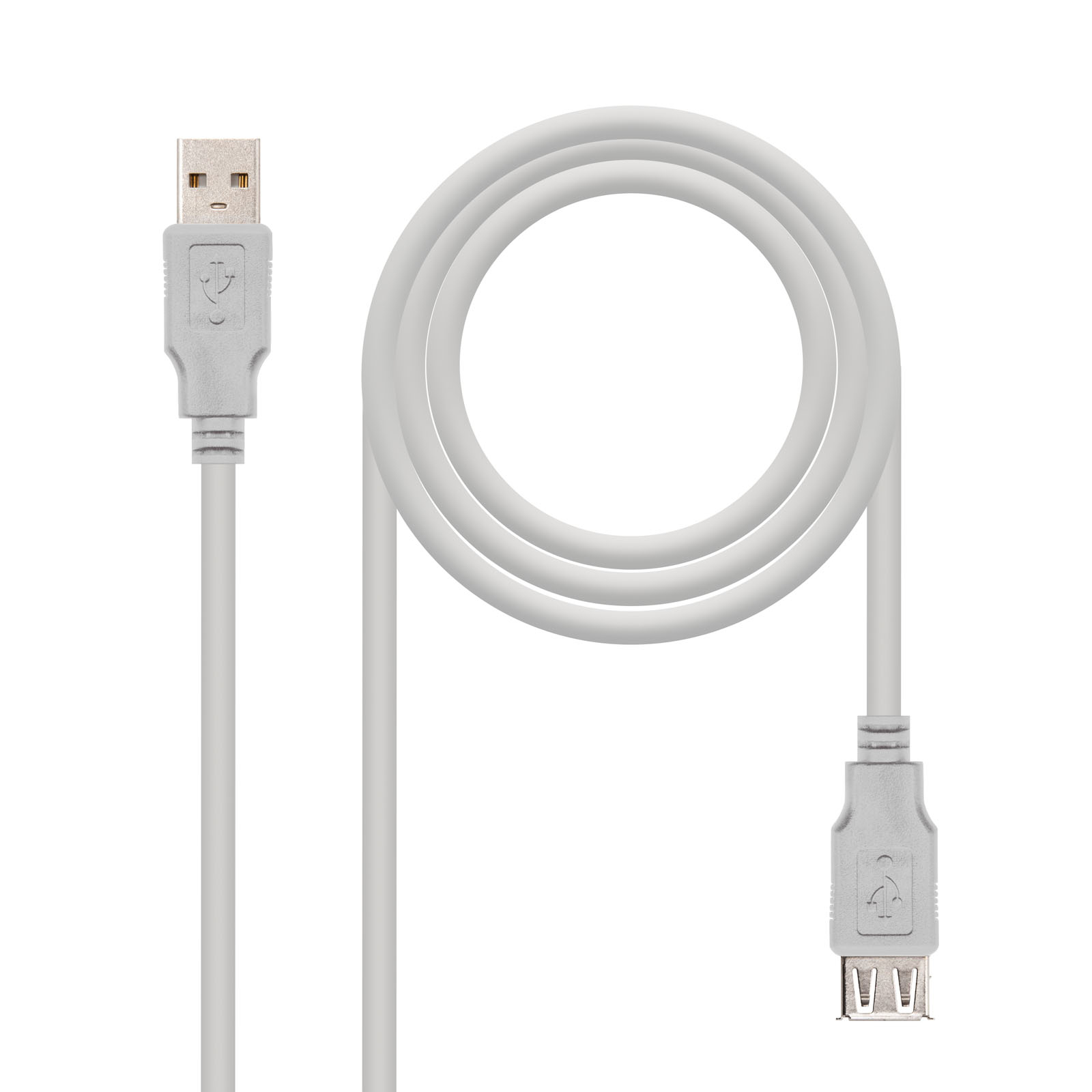 Nanocable Cable Prolongador USB 2.0 Tipo A Macho/Hembra 3m Beige