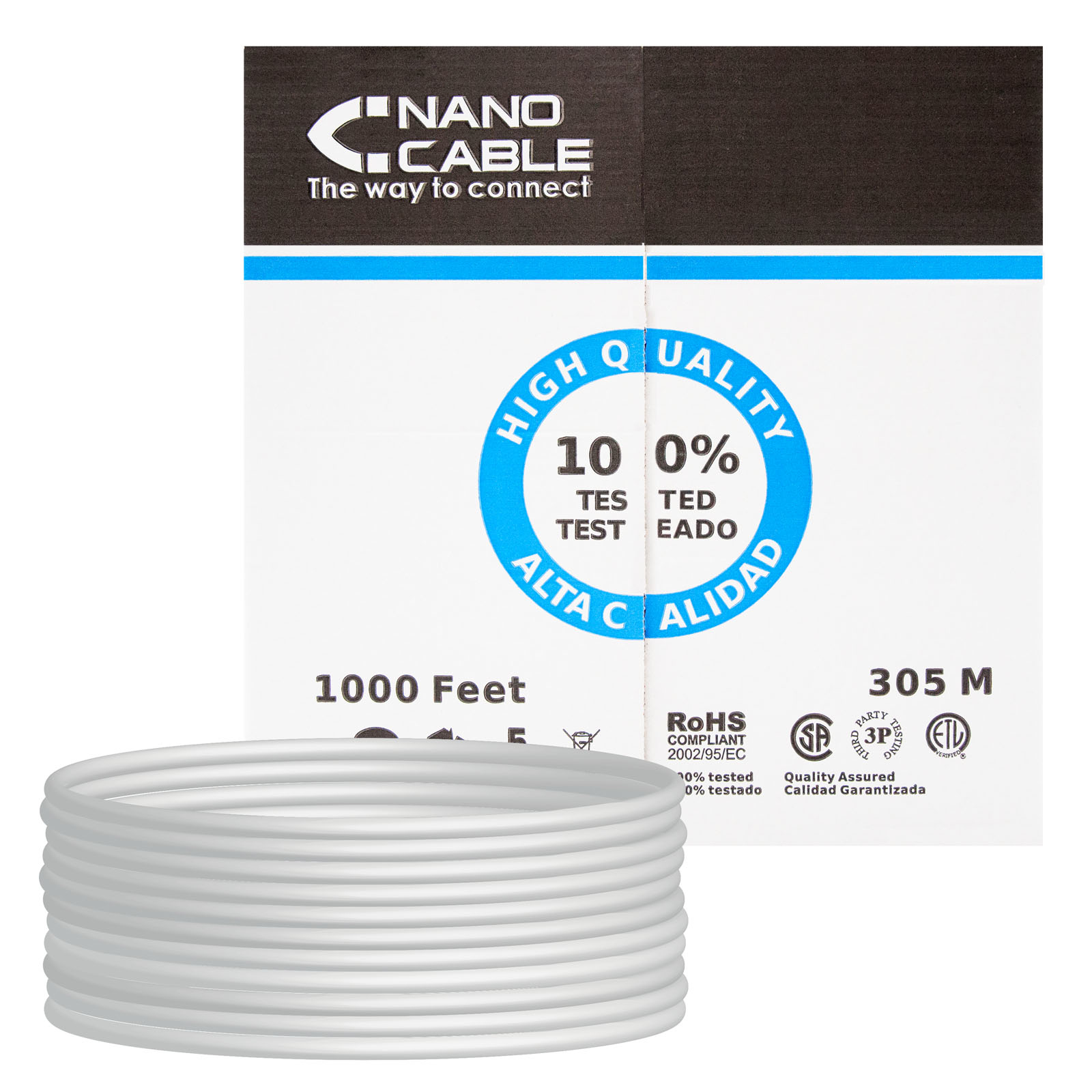 Nanocable Bobina CAble de Red FTP CAT5E 305m Gris
