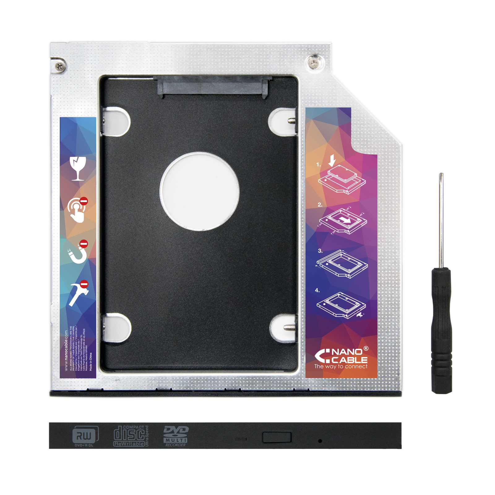 Nanocable Adaptador Disco Duro 7.0mm para Unidad Óptica 9.5mm