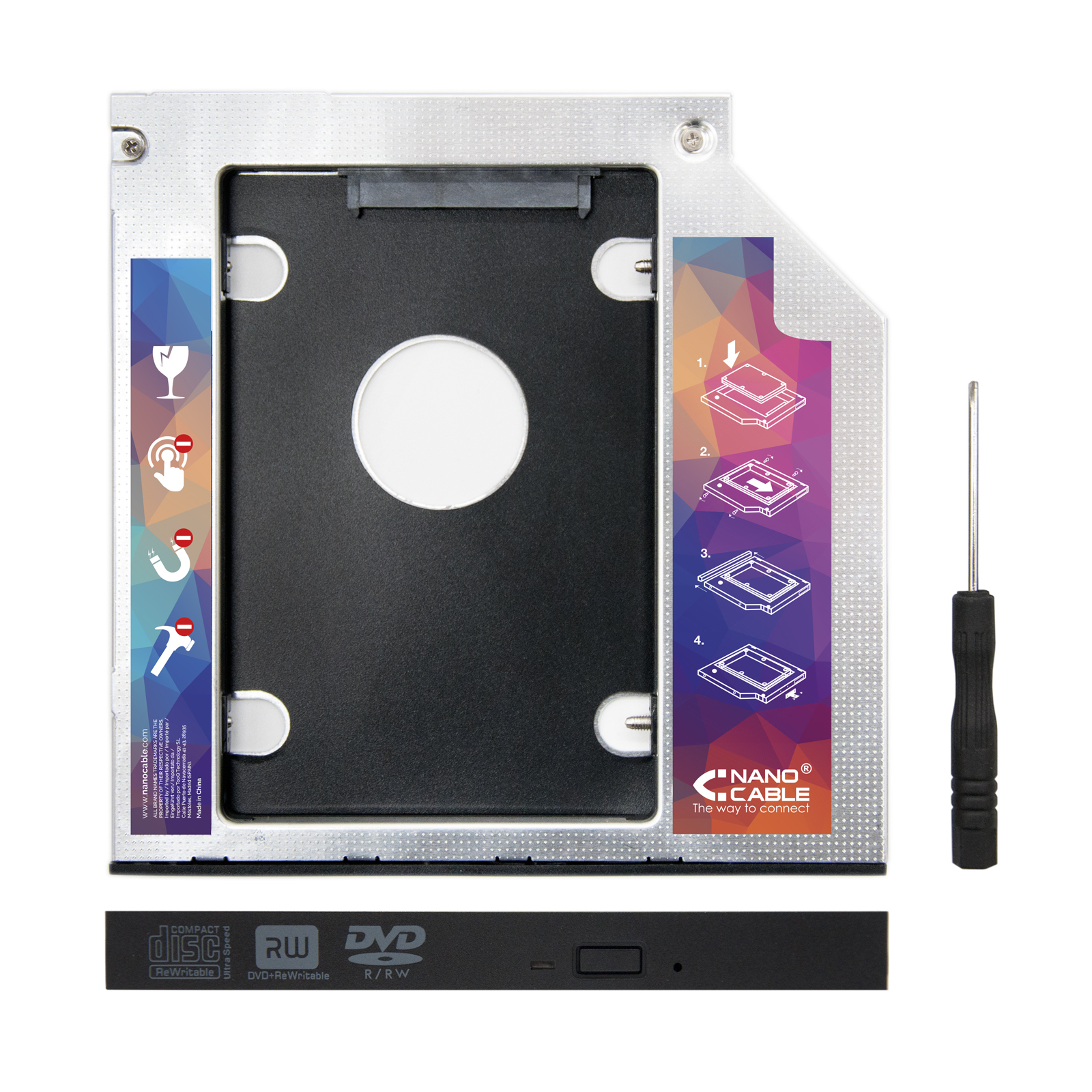 Nanocable Adaptador Disco Duro 9.5mm para Unidad Óptica 12.7mm
