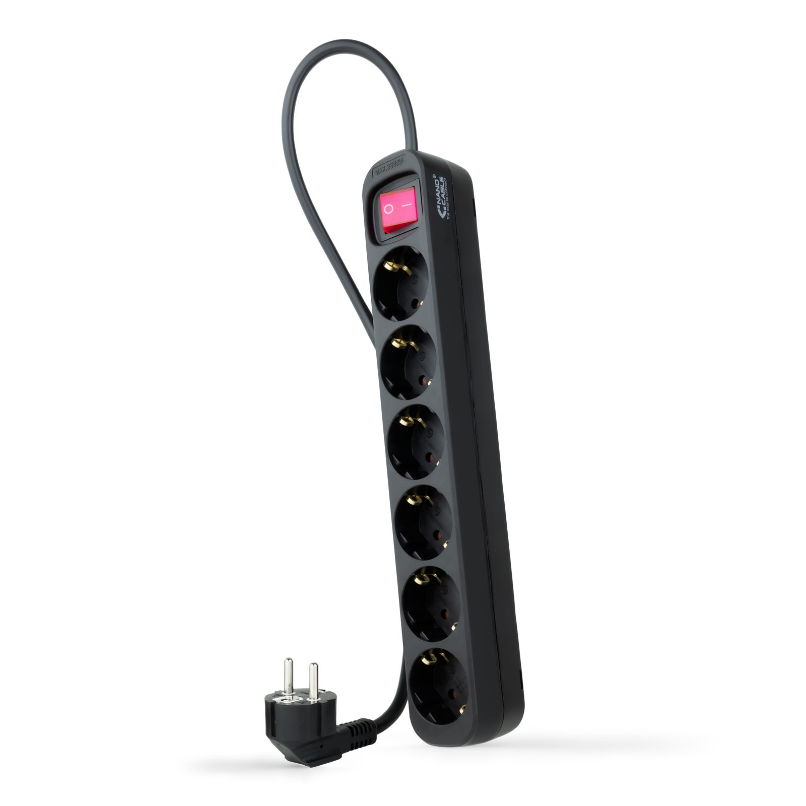 Nanocable Multiprise avec Protection 6 Prises Schuko 1.4m Noir