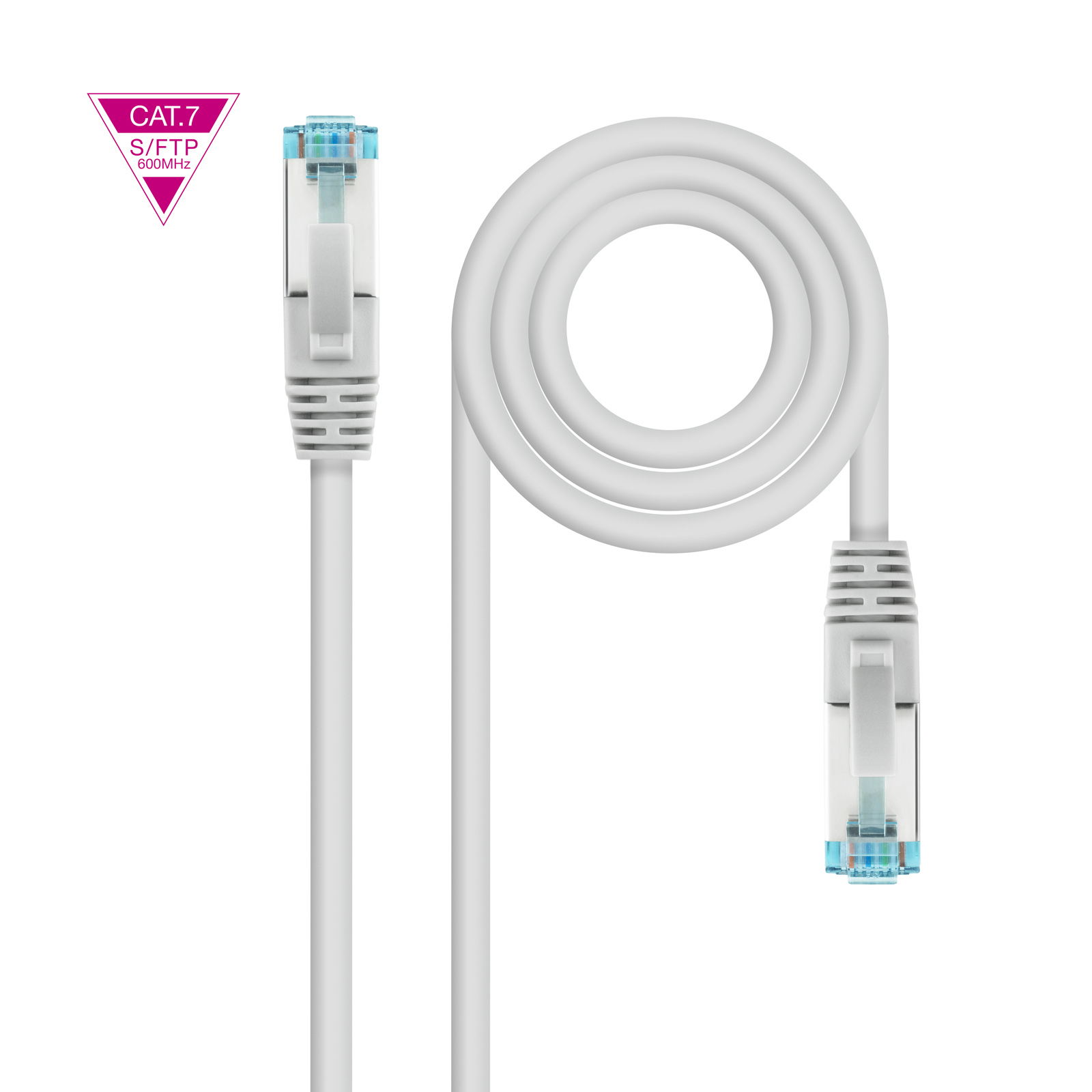 Nanocable Câble/Cordon réseau RJ45  Catégorie 7 S-FTP (S/FTP) Droit 10m (Gris)