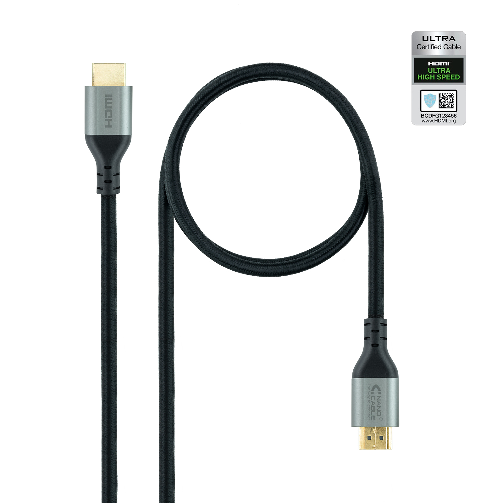 Nanocable Câble HDMI 2.1 M/M 2m (Noir/Gris)