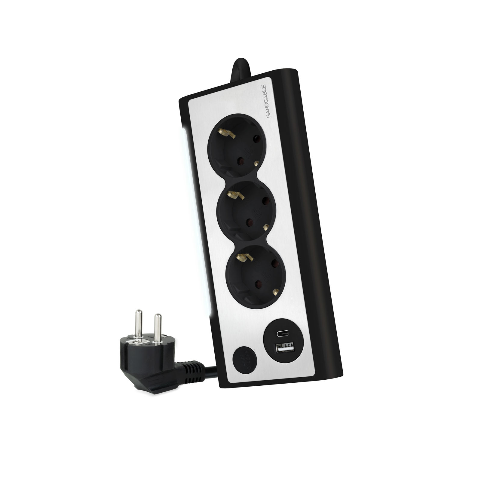 Nanocable Multiprise 3 prises  + 1x USB-A et 1x USB-C 1.5m