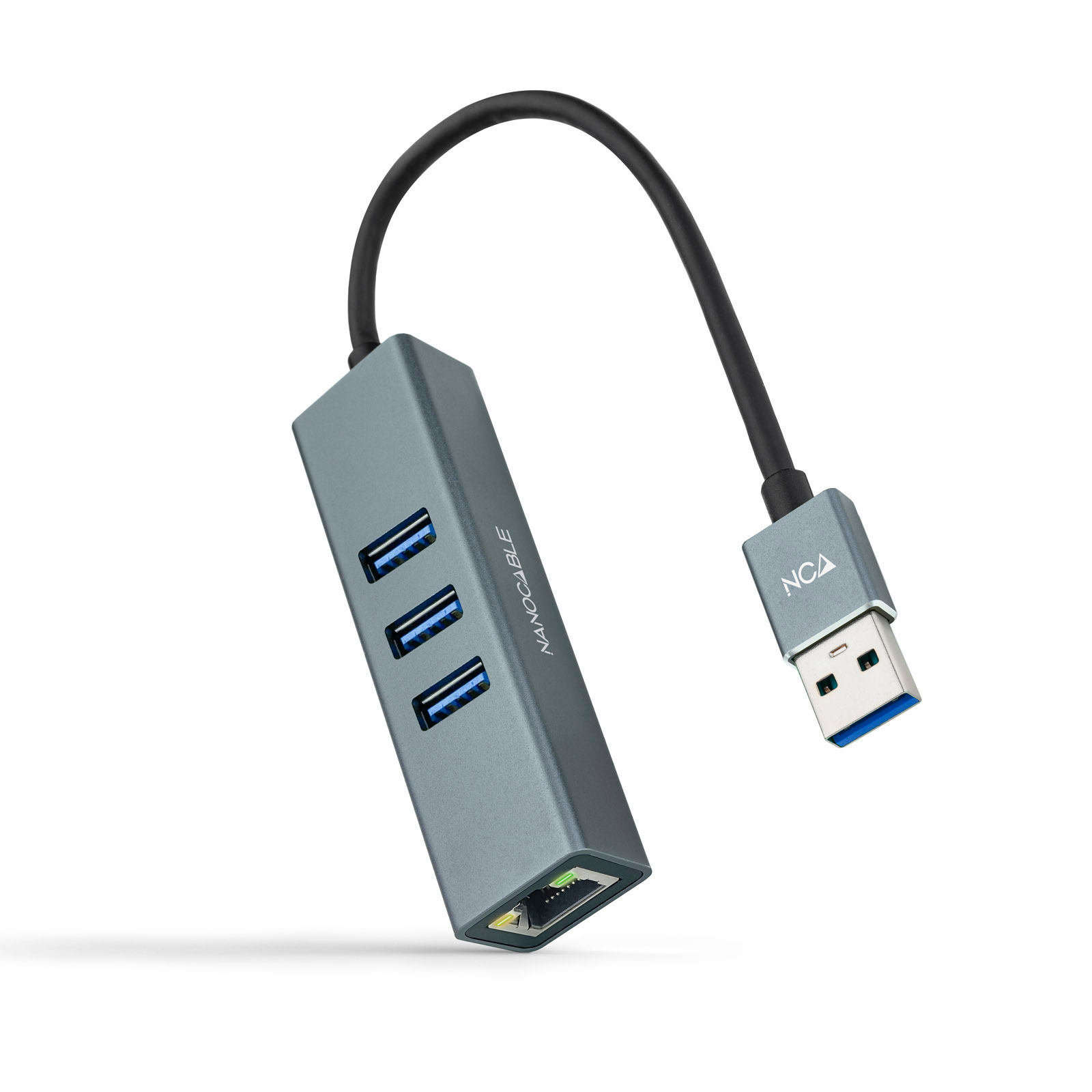 Nanocable Hub USB 3.0 vers Gigabit Ethernet +3x USB 3.0 Aluminium