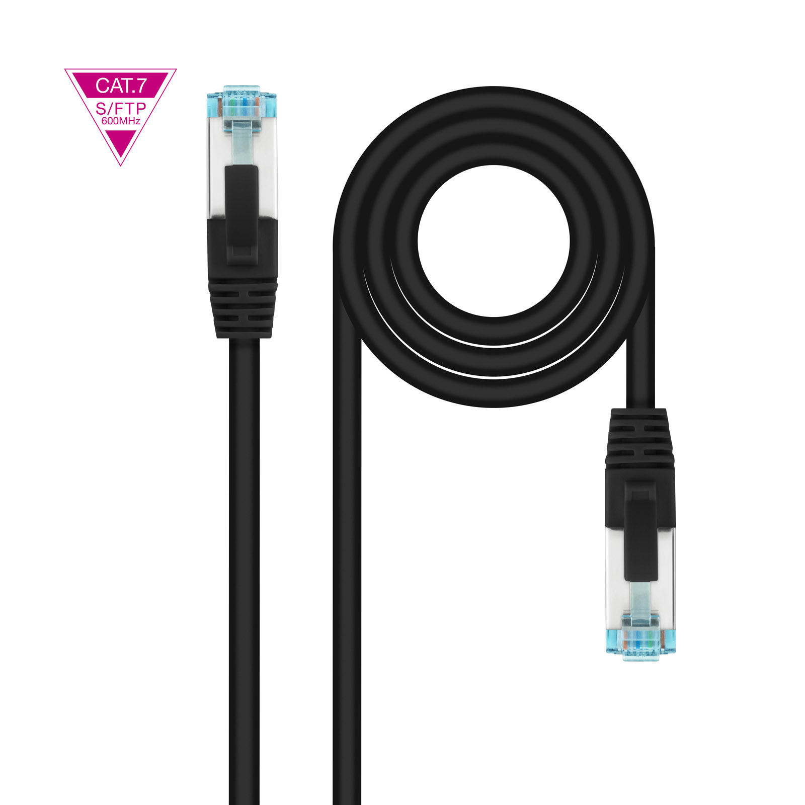 Nanocable Câble/Cordon réseau RJ45 Catégorie 7 S-FTP (S/FTP) Droit 1m (Noir)
