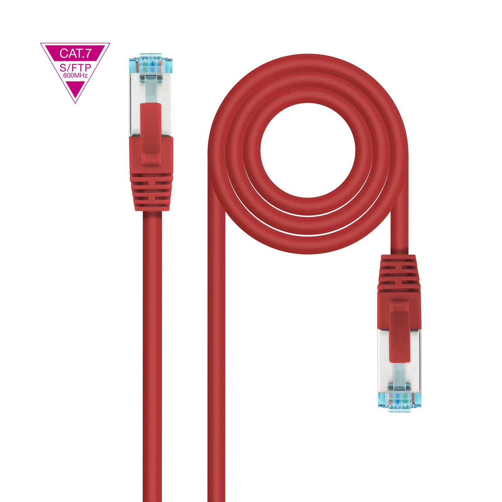 Nanocable Câble/Cordon réseau RJ45  Catégorie 7 S-FTP (S/FTP) Droit 2m (Rouge)