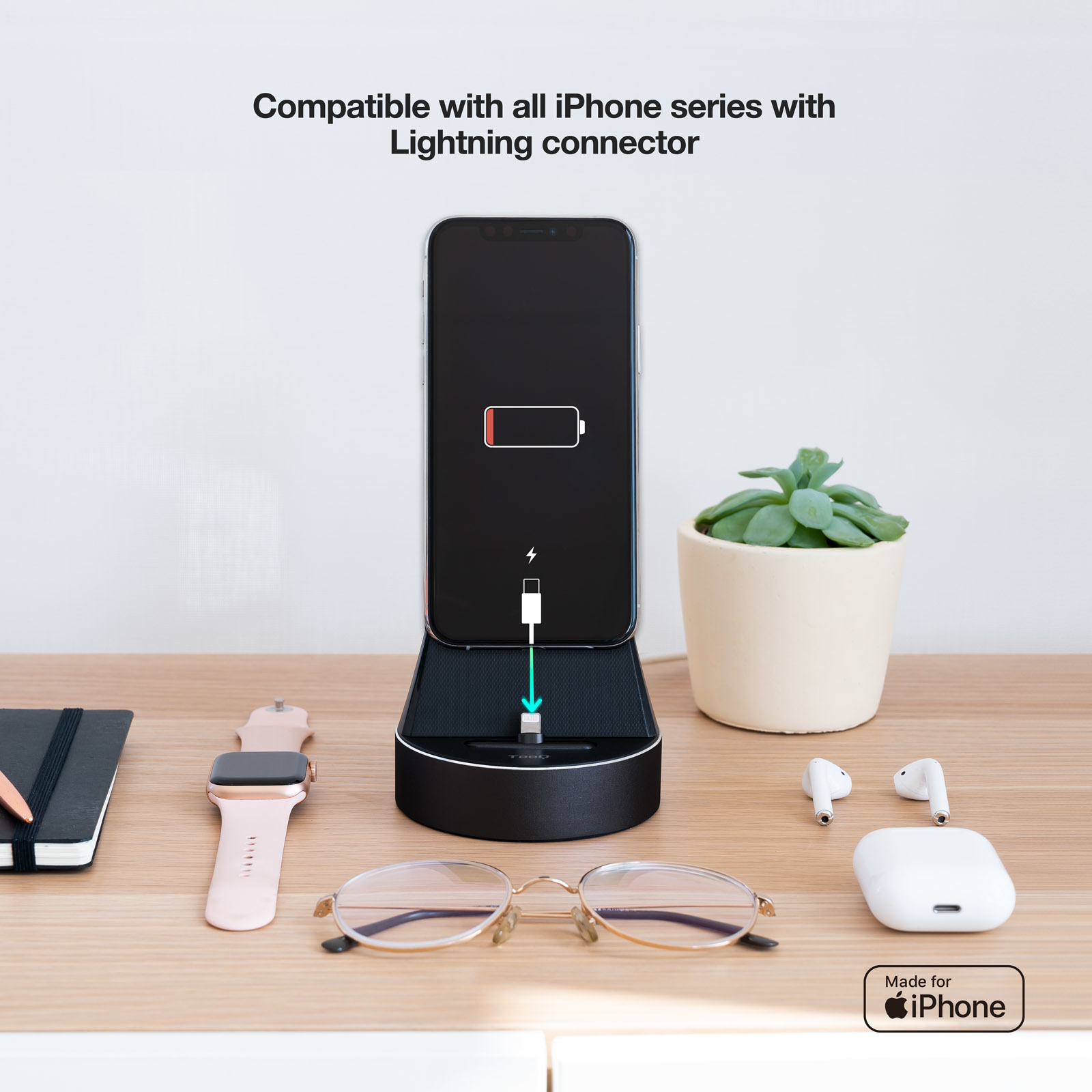TooQ Technology Chargeur sans fil TooQ pour Apple Watch et iPhone (Noir)