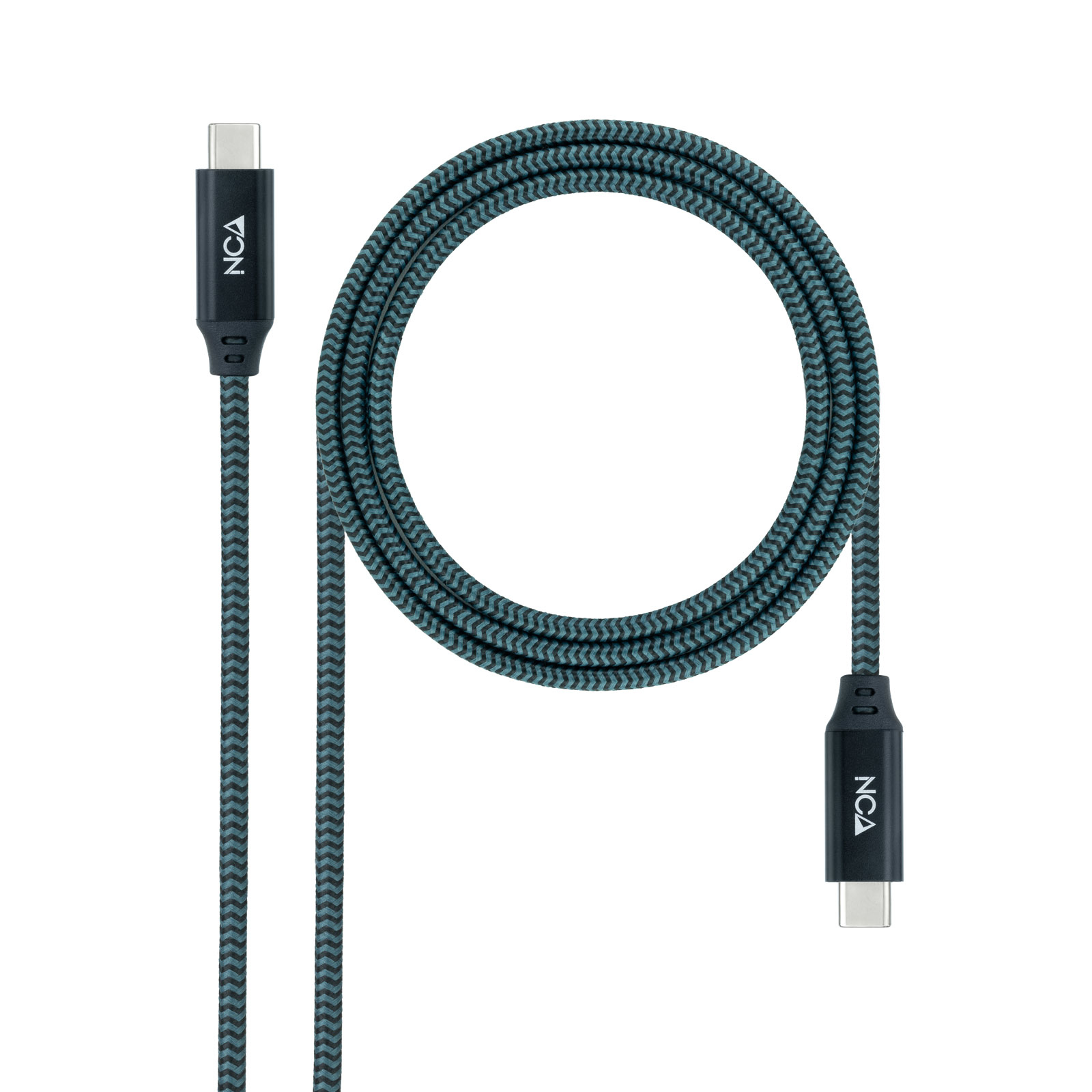 Nanocable USB 3.2 Gen2x2 20Gbps 5A/100W 4K/60Hz Câble USB-C Mâle/Mâle 1.5m Bleu Sarcelle/Noir
