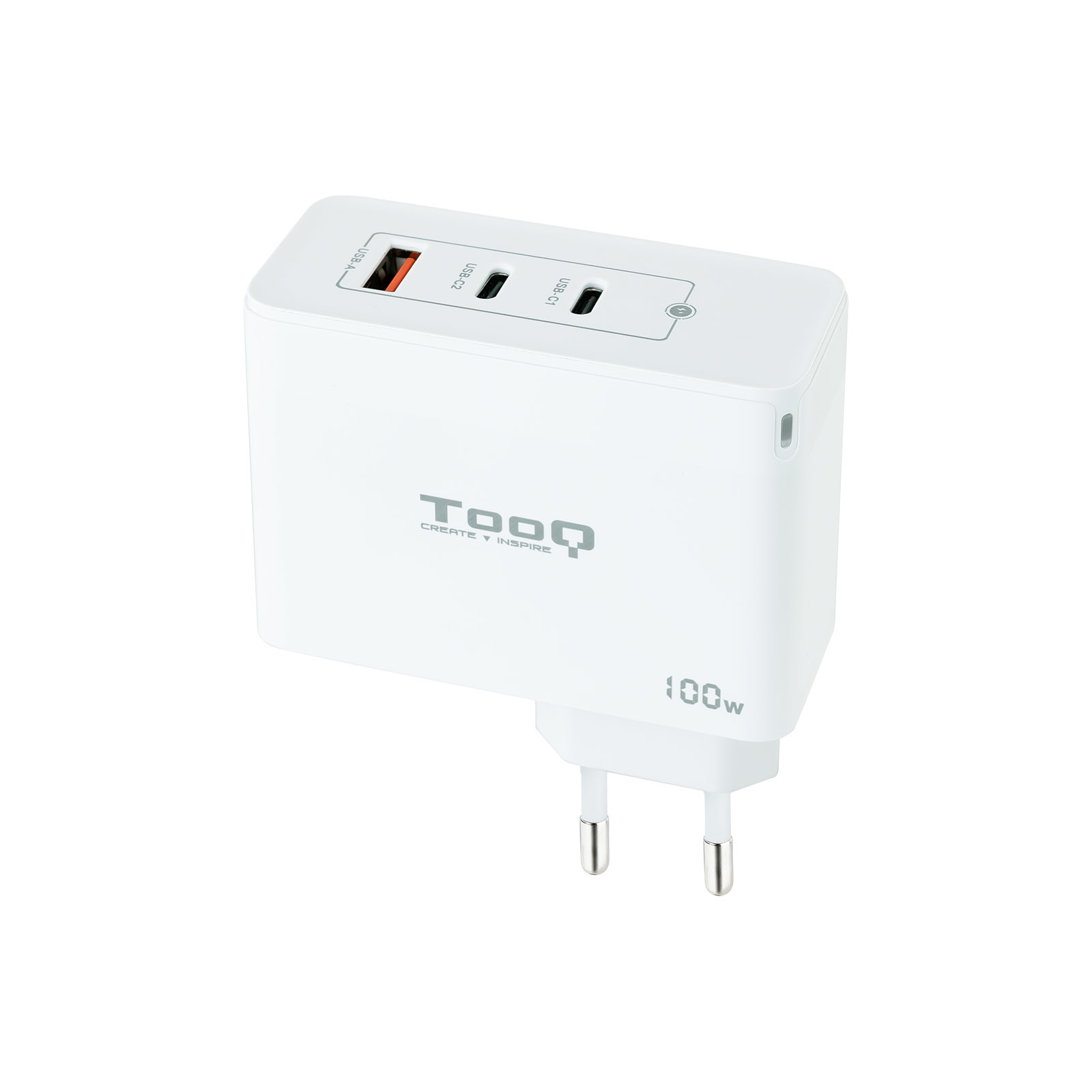 TooQ Technology Chargeur secteur 1x port USB-A + 2x ports USB-C 100W (Blanc)