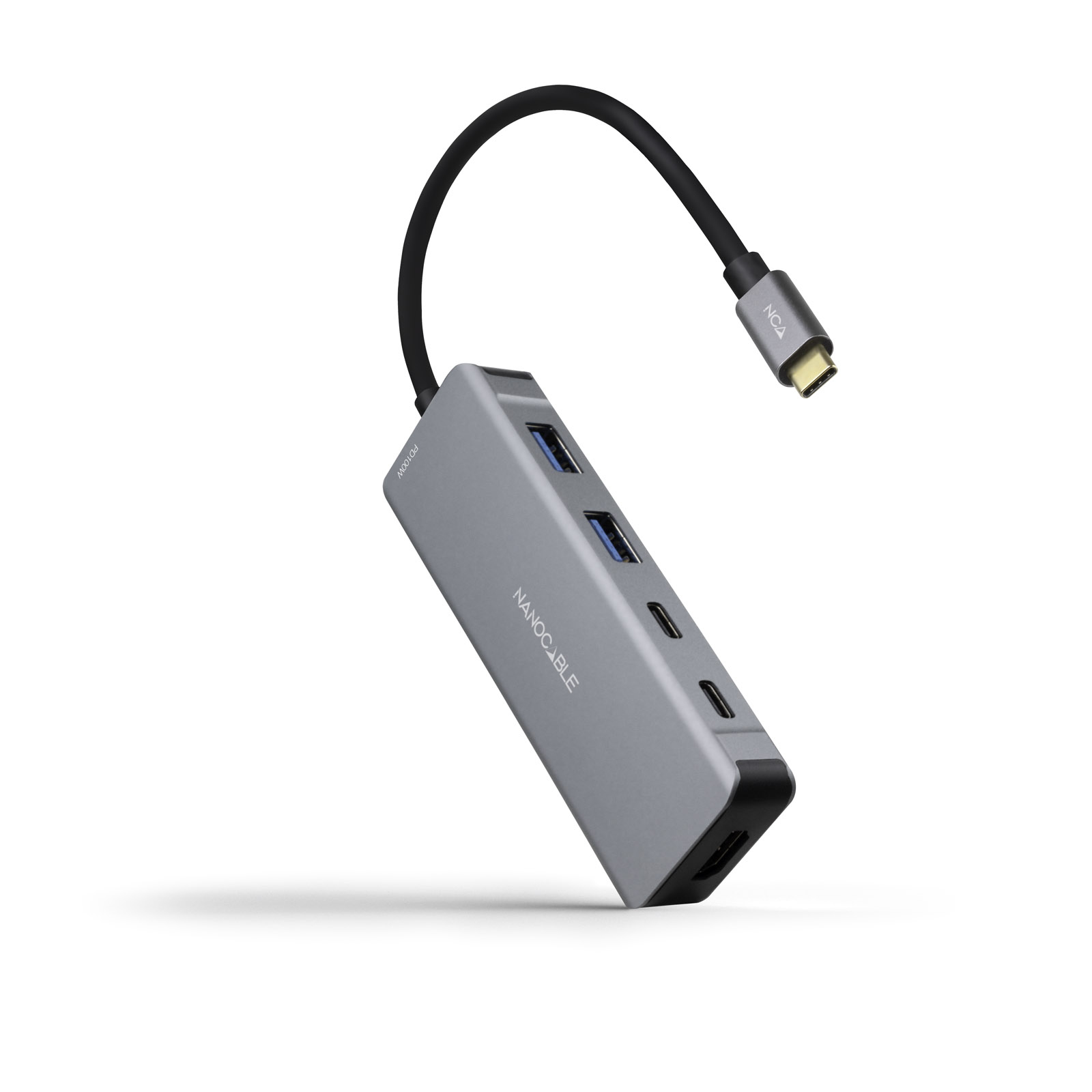 Nanocable Adaptateur USB-C 3.2 vers HDMI, USB Type A/C (Gris)
