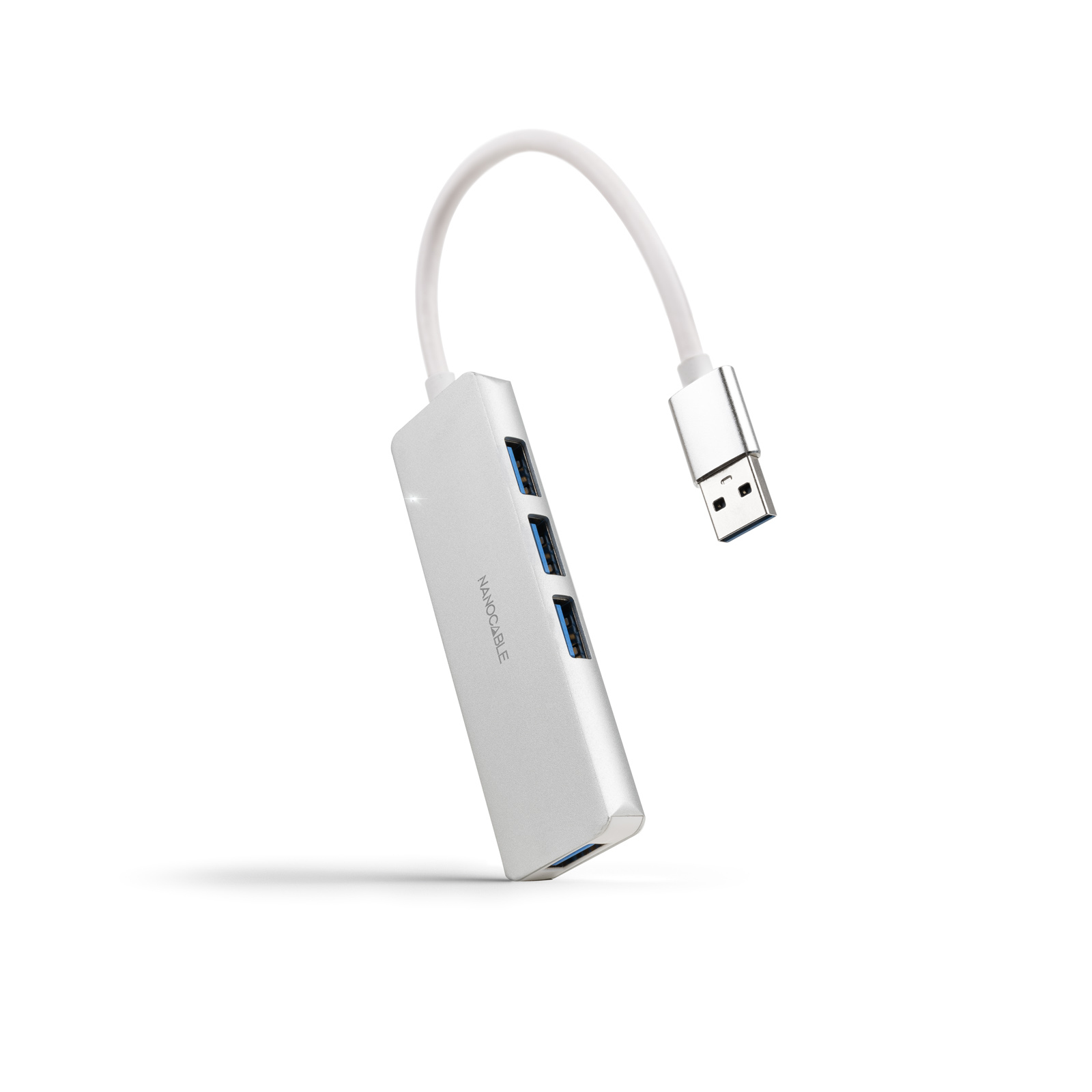 Nanocable Hub 4 ports 5 Gbit/s USB-A 3.0 aluminium 18 cm argent