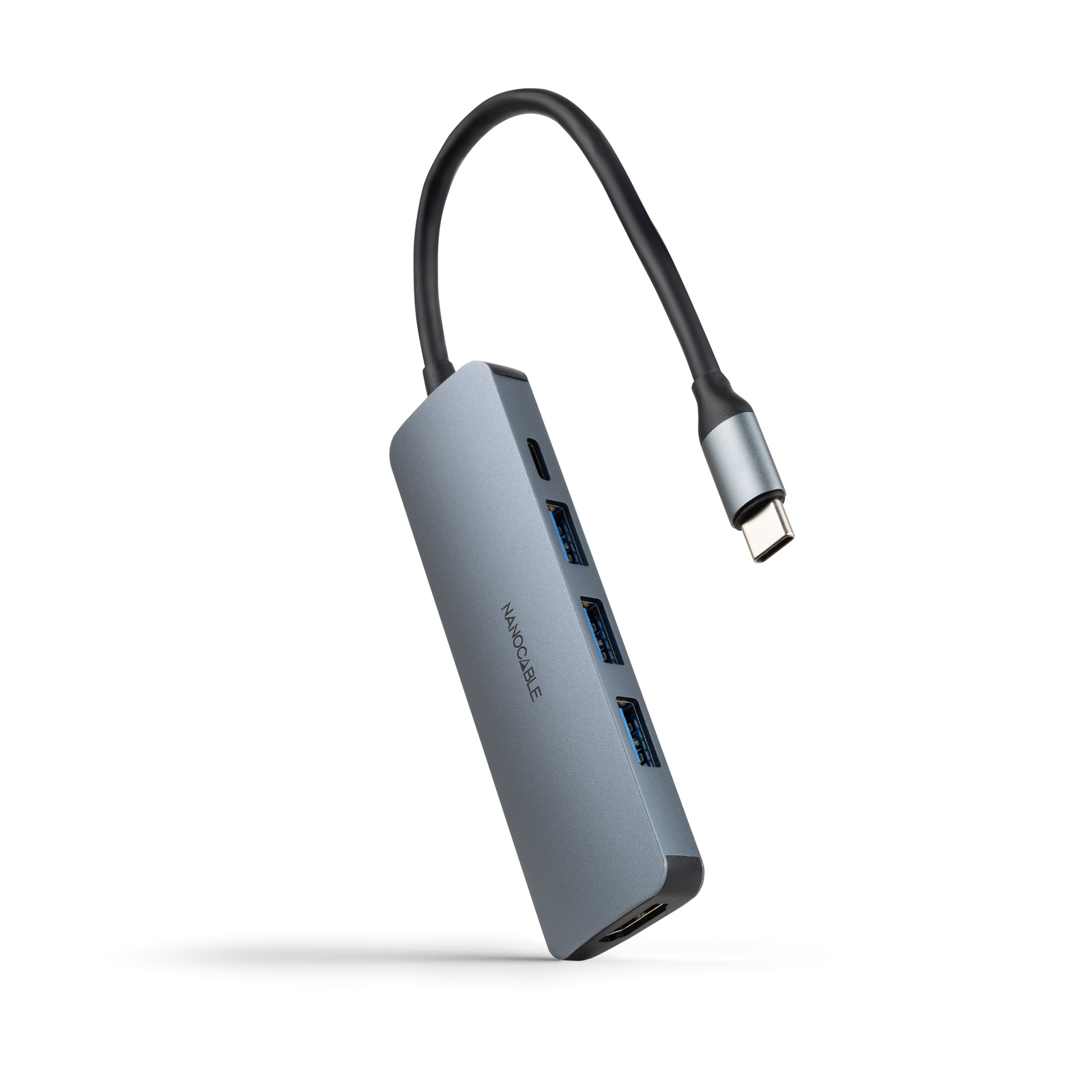 Nanocable Hub USB-C 5 en 1 Aluminio Gris 100W HDMI 4K USB-A 3.0
