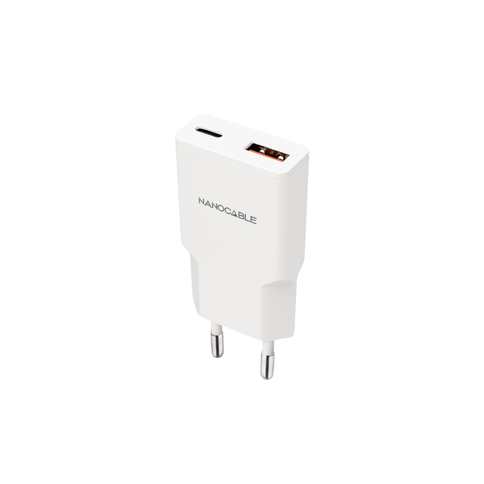 Nanocable Chargeur secteur  1x USB-C + 1x USB-A 25W (blanc)