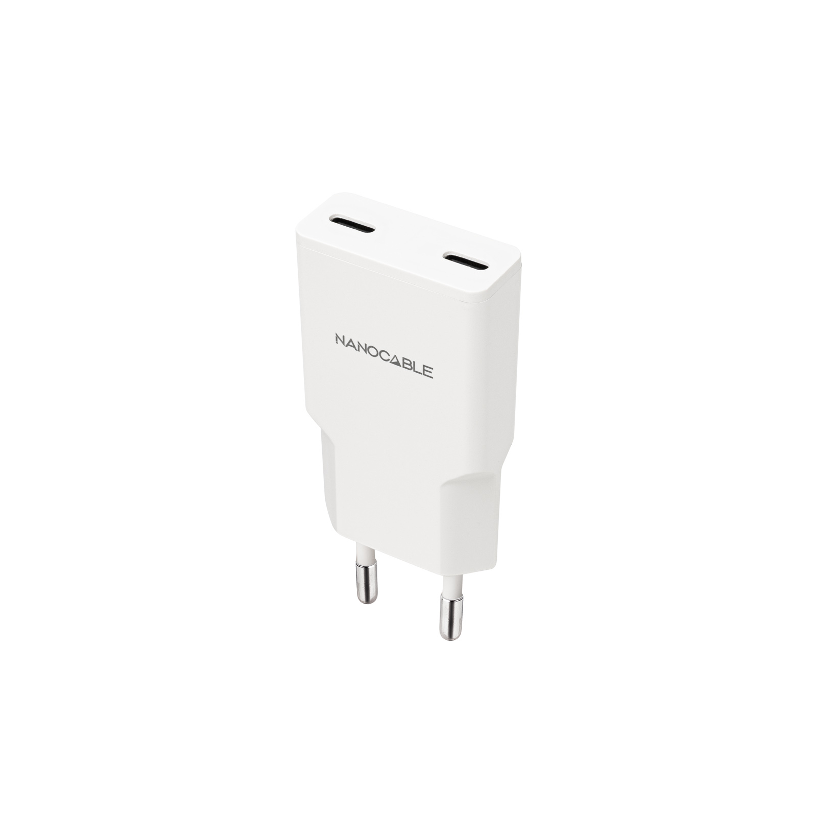 Nanocable Chargeur secteur  2x USB-C  25W (Blanc)