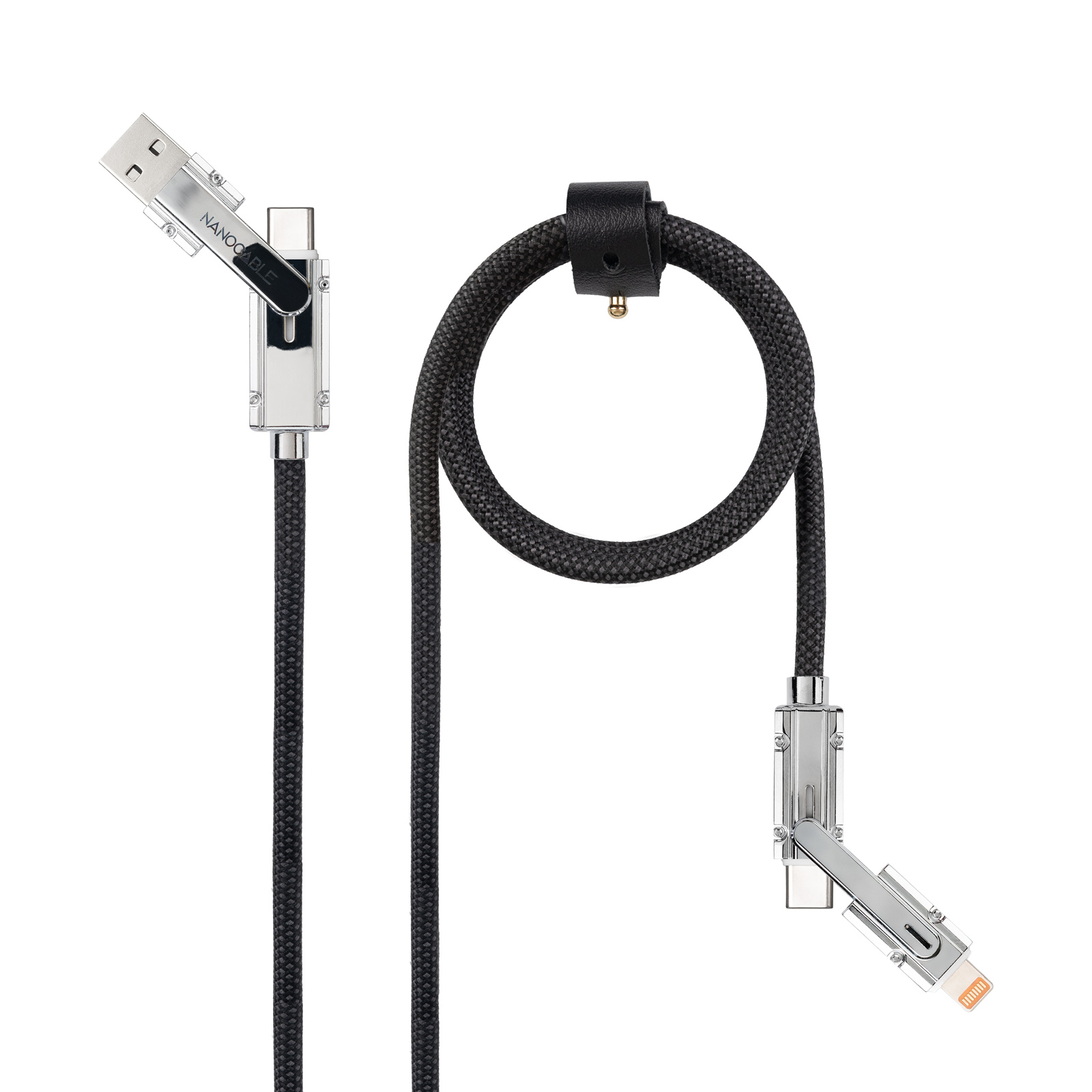 Nanocable Cable  USB-A/USB-C vers USB-C/Lightning M/M 1m (Noir/Gris)