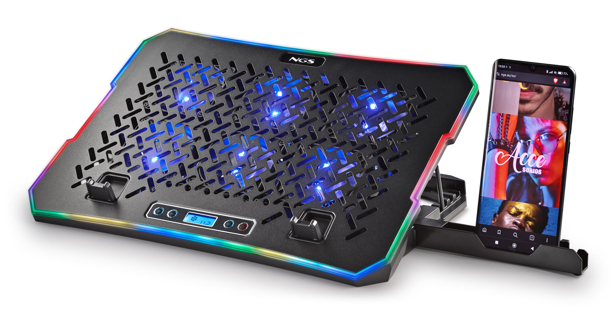 NGS Support ventilé  Hero Stand RGB (Noir)