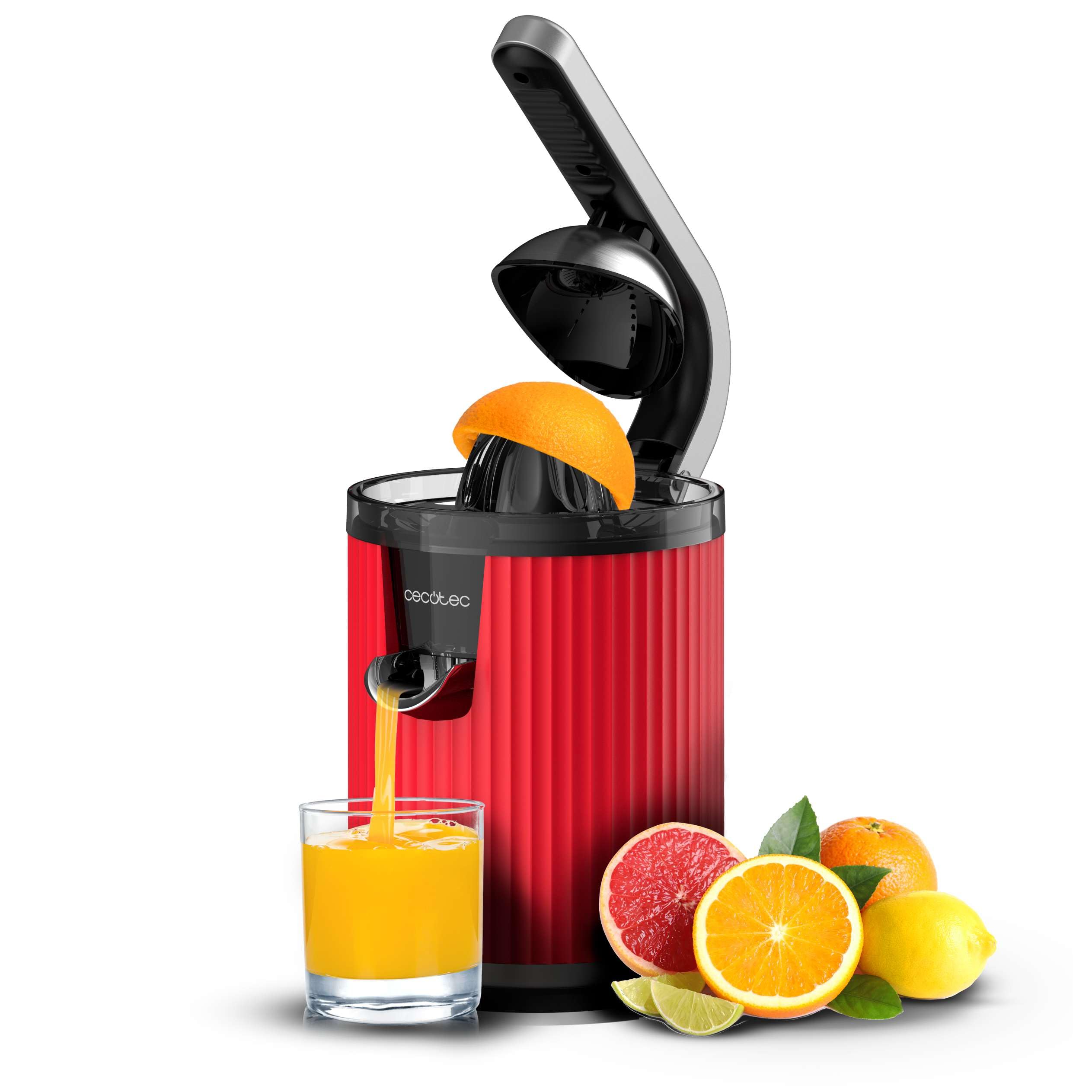 Cecotec Entsafter Xqueeze Retro Juice 600 Red (edelstahl/schwarz