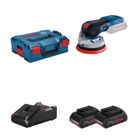 Bosch Ponceuse excentrique Ø125 mm GEX 18V-125 + 2 batteries Procore 18V 4 Ah + 1 chargeur GAL 18V-40