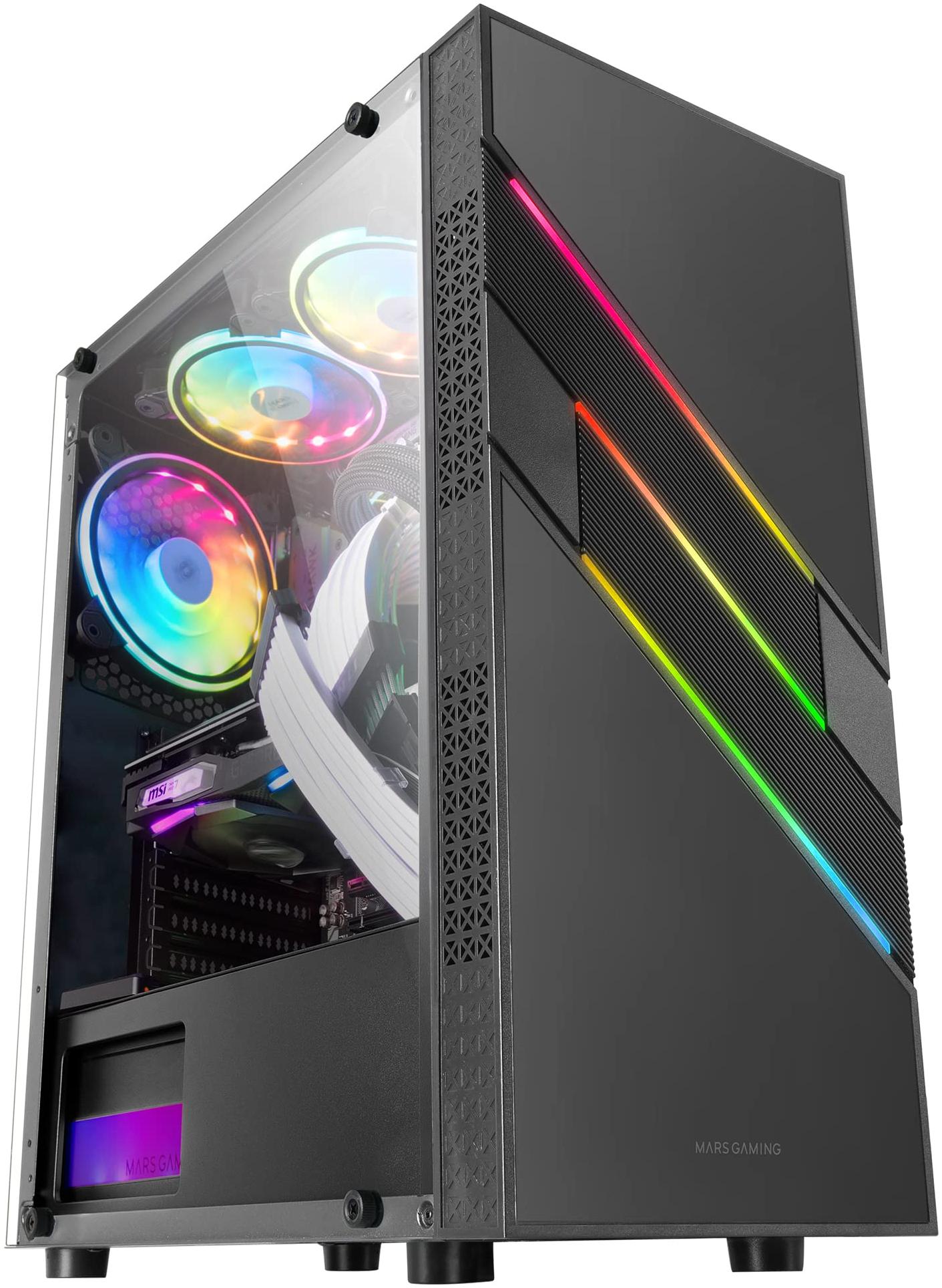 MARS GAMING Boitier Moyen Tour XL-ATX MC-U3 RGB avec panneau vitré (Noir)