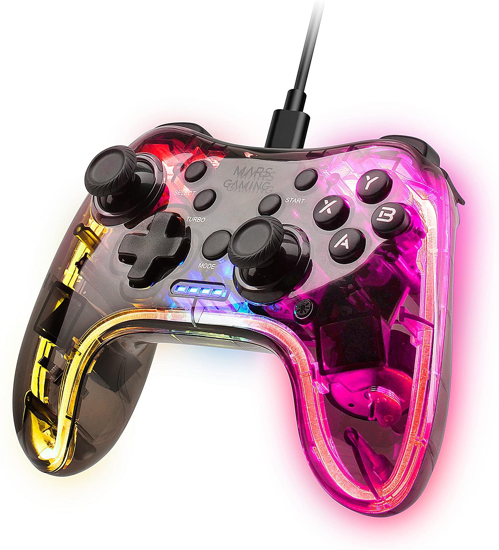 MARS GAMING Manette de jeu filaire MGP-C RGB (Transparent)