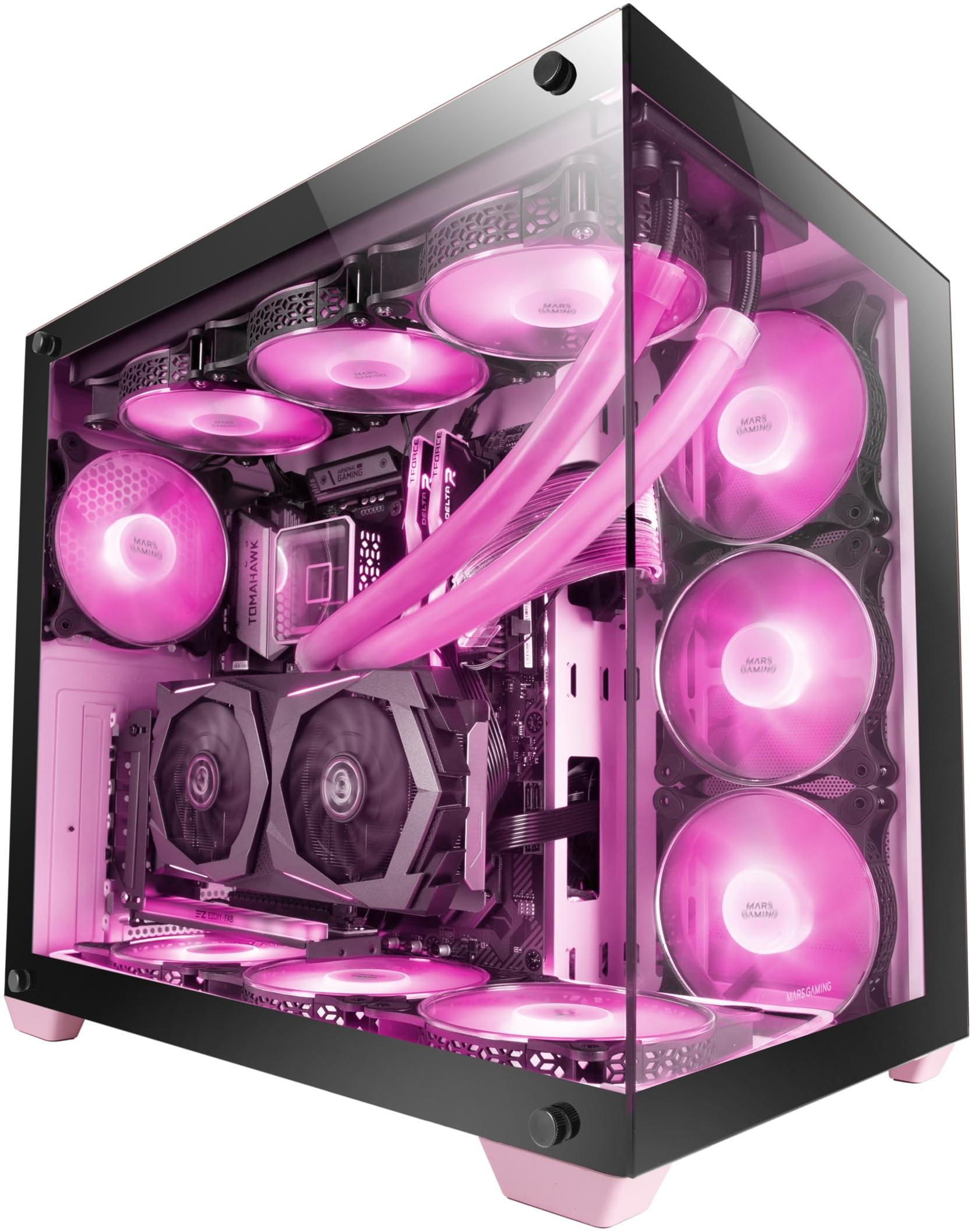 MARS GAMING Boitier Grand Tour E-ATX MCV4 avec panneaux vitrés (Rose)