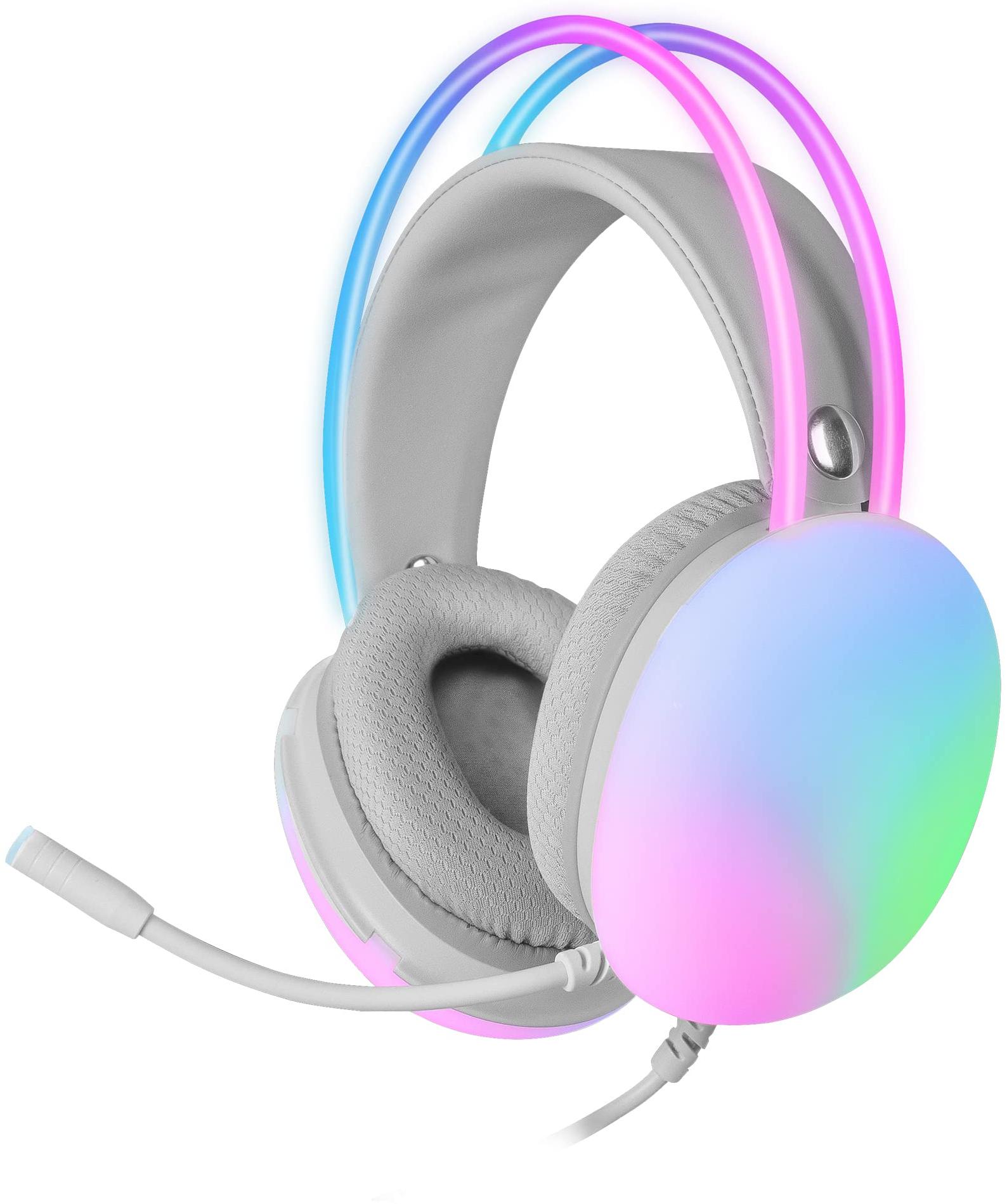 MARS GAMING Casque Gamer filaire MH-Glow RGB (Blanc)