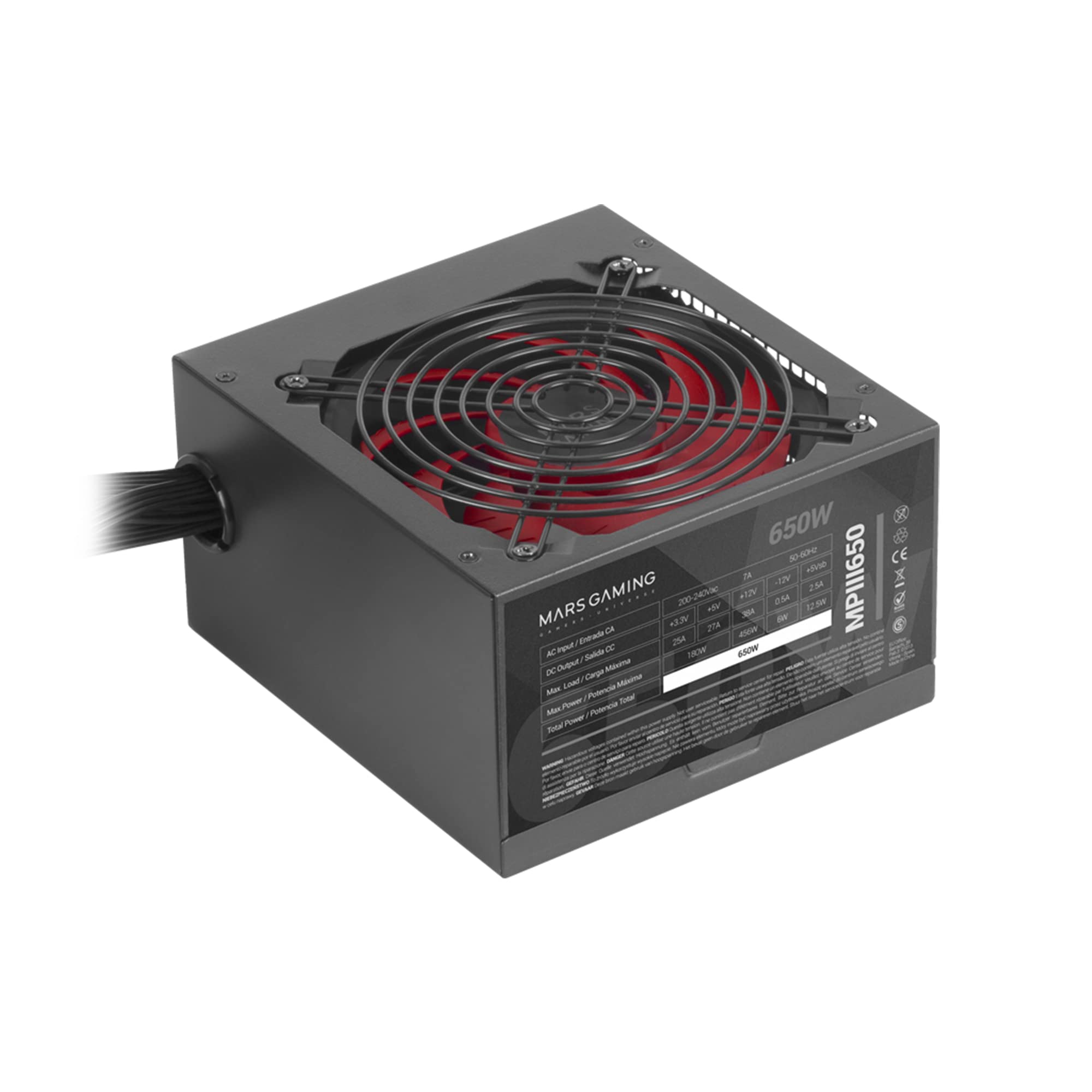 MARS GAMING Alimentation ATX MPIII - 650W (Noir/Rouge)